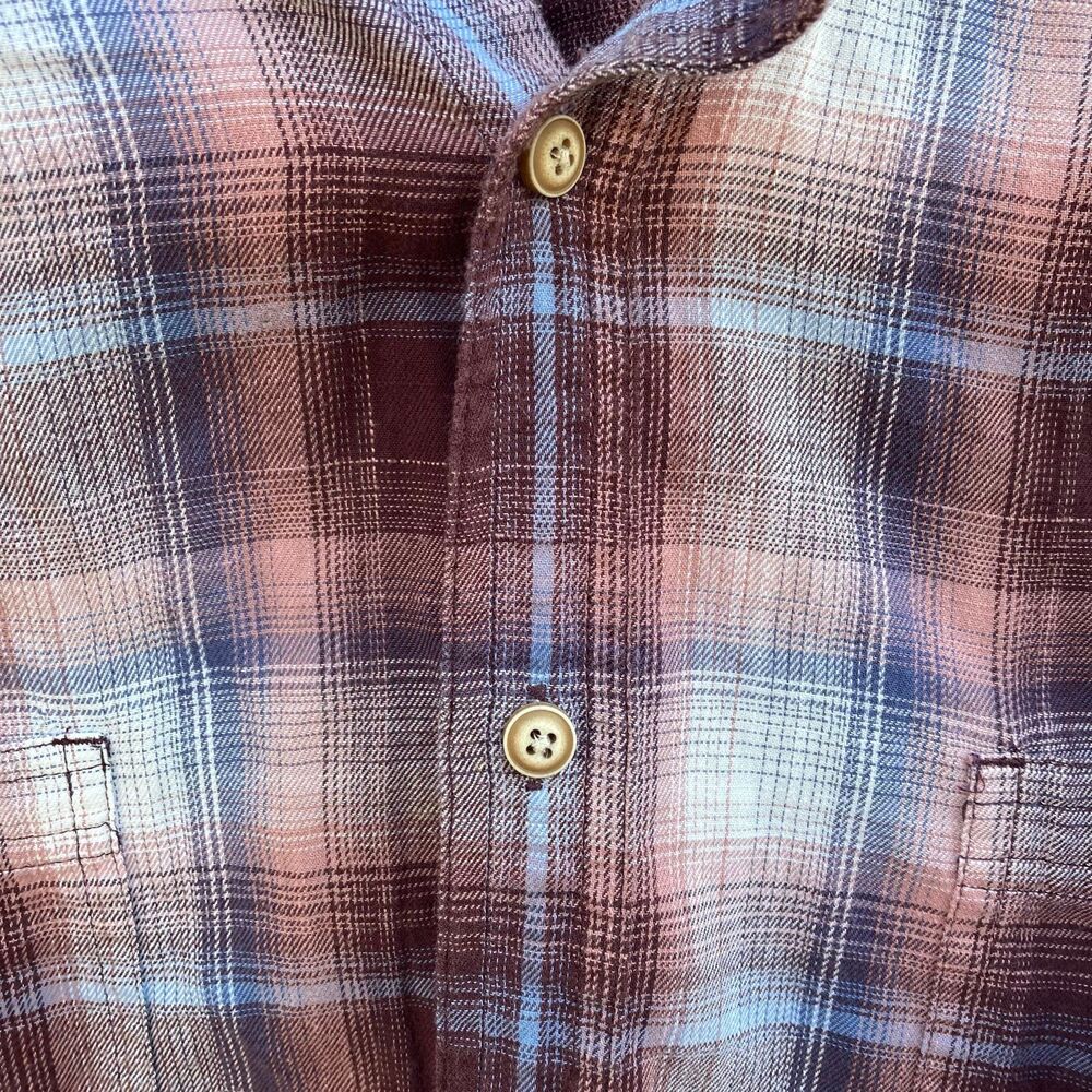 Rowm Burgundy Plaid Button Down Shirt Men’s Size 2XB Short Sleeve Big Tall - Picture 2 of 3